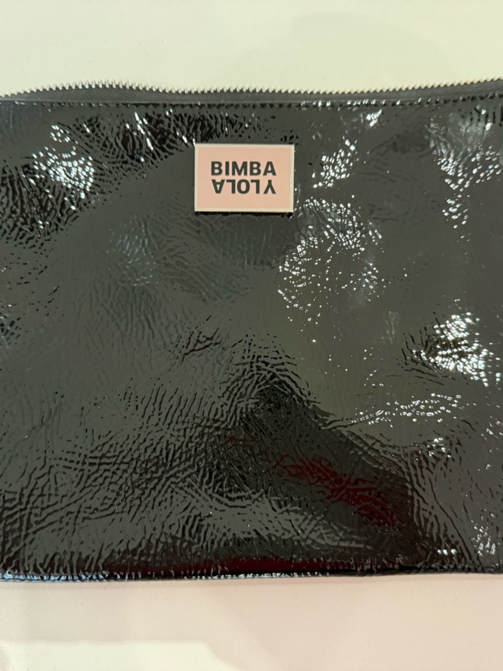 Bimba y Lola Glossy Black Wristlet Clutch